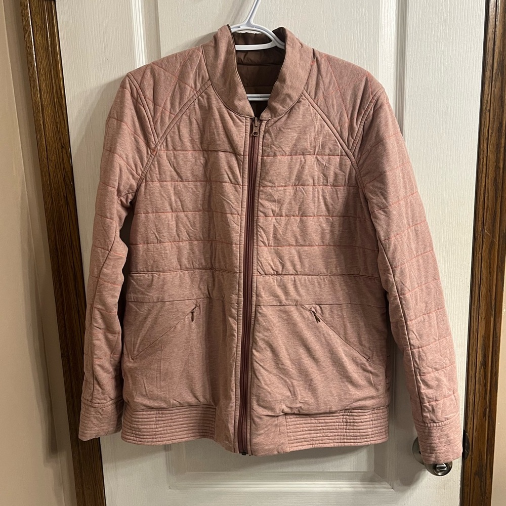 Lululemon The Bomb Bomber Jacket Reversible Bark Berry Size 10 Primaloft EUC - Picture 10 of 15